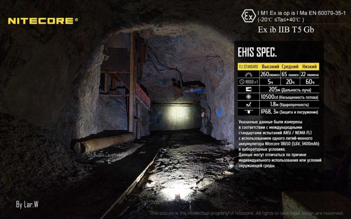Фонарь налобный Nitecore EH1S взрывозащищенный  