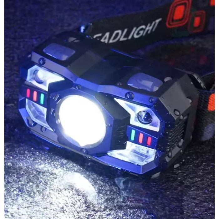 Фонарь налобный Police XS-09-LM+6SMD, Motion Sensor, Li-Ion аккум., ЗУ Type-C  