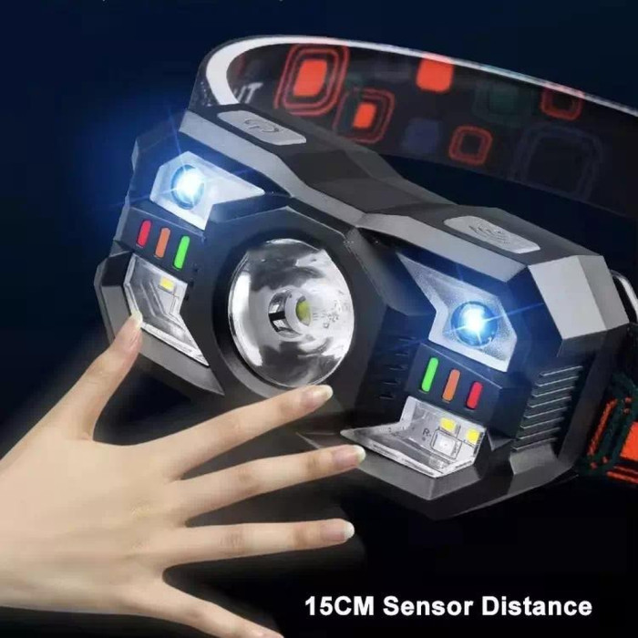 Фонарь налобный Police XS-09-LM+6SMD, Motion Sensor, Li-Ion аккум., ЗУ Type-C  