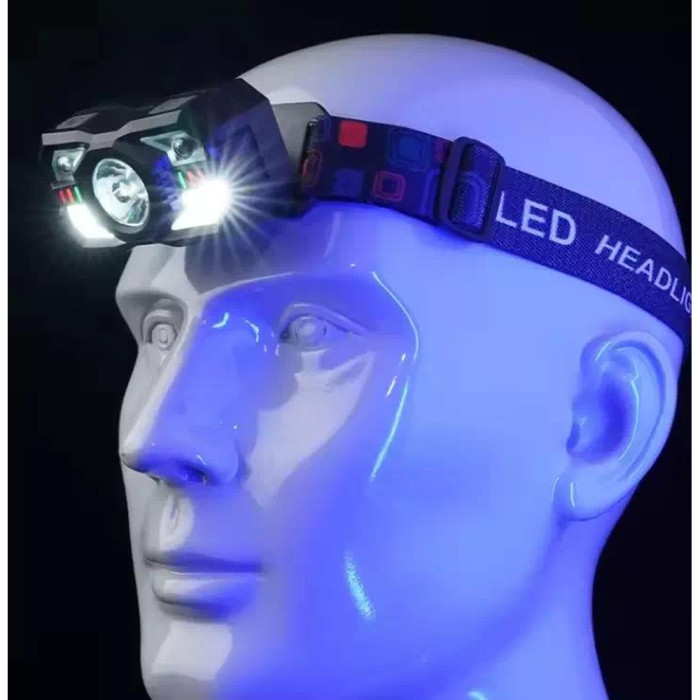 Фонарь налобный Police XS-09-LM+6SMD, Motion Sensor, Li-Ion аккум., ЗУ Type-C  