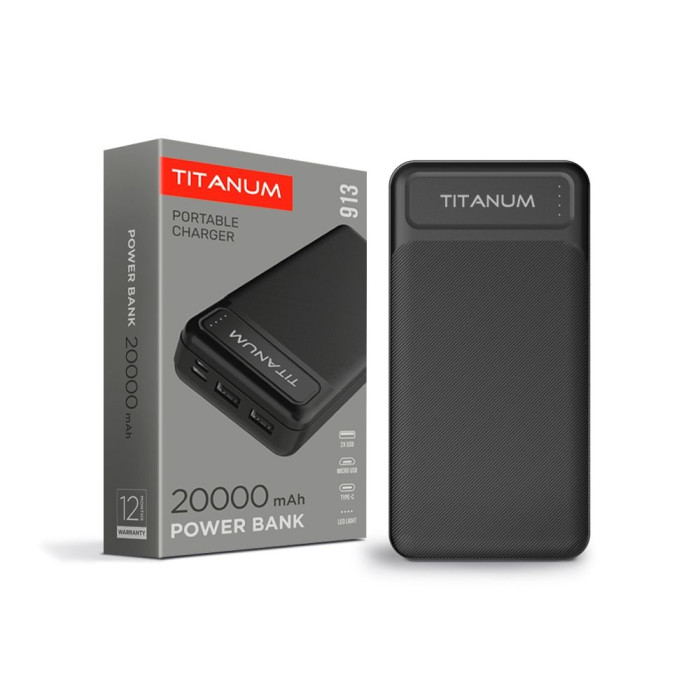 Повербанк TITANUM 913 Black 20000mAh  