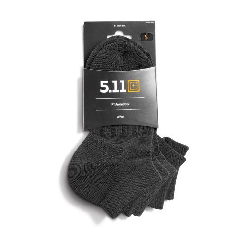 Носки тренировочные 5.11 Tactical PT Ankle Sock - 3 Pack (3 шт. в упаковке), черные, M (10035)  