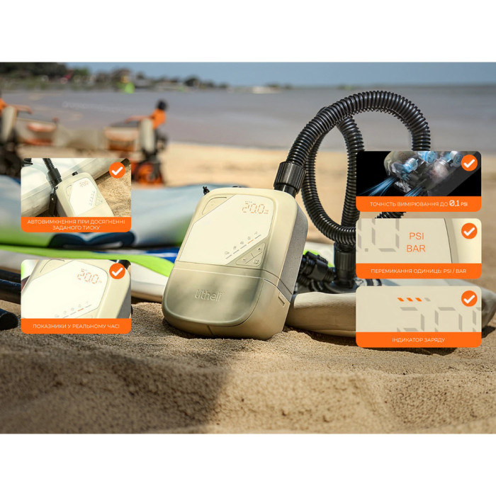 Портативный кемпинговый насос Litheli OP20, питание от павербанка (УМБ Litheli Power Bank 12 500 mAh, 45 W, 2,5 А в комплекте)  