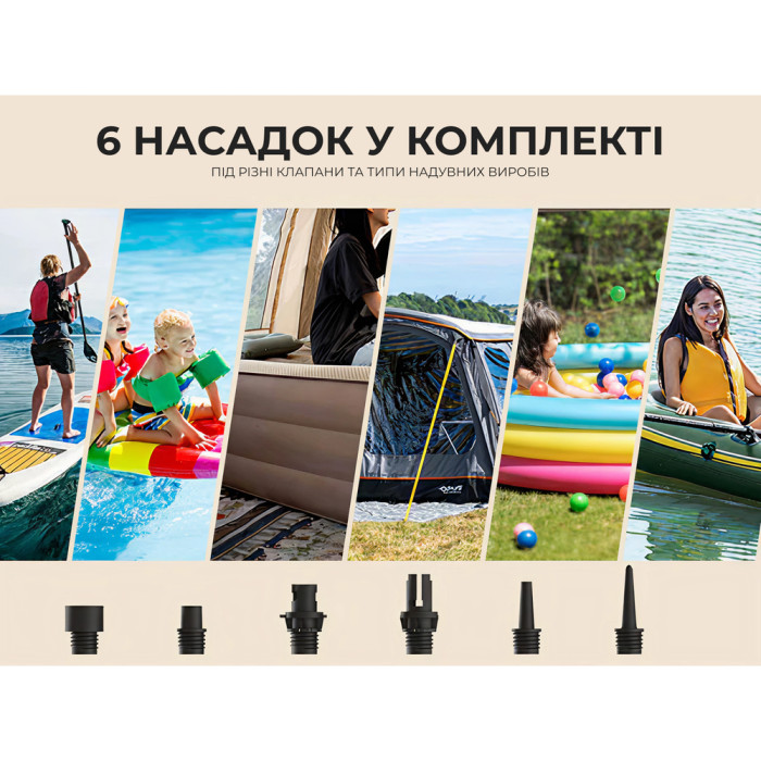 Портативный кемпинговый насос Litheli OP20, питание от павербанка (УМБ Litheli Power Bank 12 500 mAh, 45 W, 2,5 А в комплекте)  