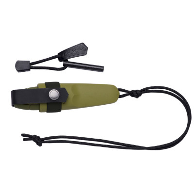 Нож Morakniv Eldris, нержавеющая сталь, шнурок, огниво, (зеленый)
