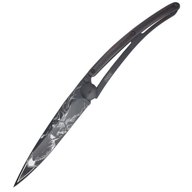Нож Deejo Tattoo Wood Black 37 g, Granadilla , "Deer"  