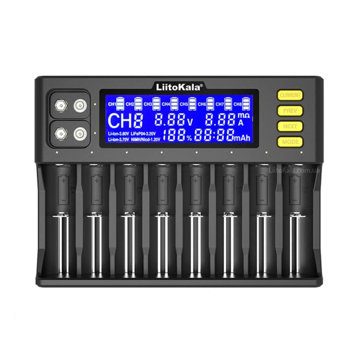 Зарядное устройство LiitoKala Lii-S8 на 8 каналов для аккумуляторов + автомобильный кабель  