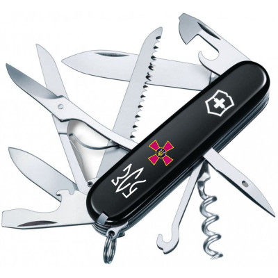 HUNTSMAN ARMY  91мм/15функ/черн /штоп/ножн/пила/крюк /Эмблема ВСУ + Трезубец ЗСУ