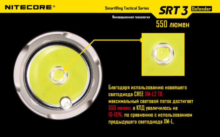 Карманный фонарь Nitecore SRT3 Defender, 550 люмен (черный)  