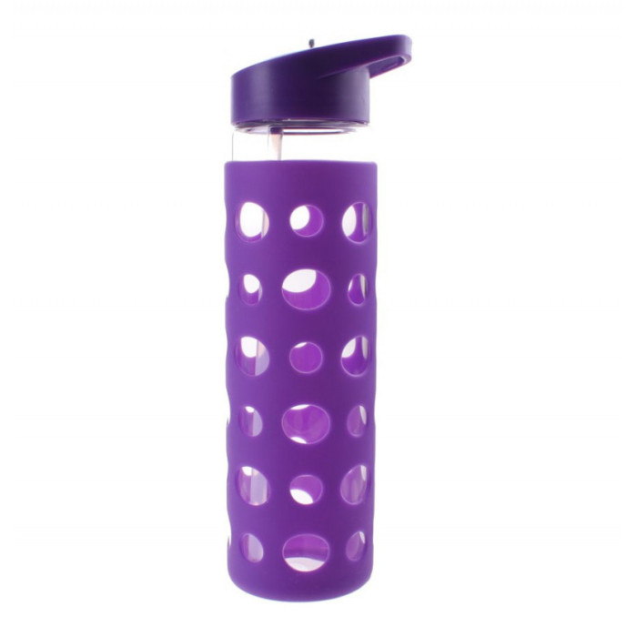 Бутылка Summit MyBento Eco Glass Bottle Sports Lid Silicone Cover фиолетовая 550 мл  