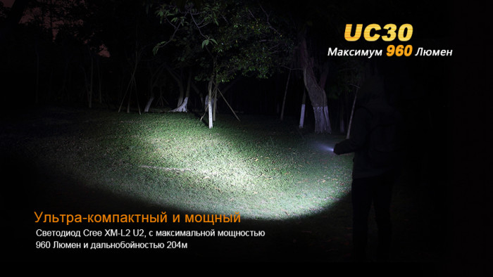 Ручной фонарь Fenix UC30 , серый XM-L2 (U2), 960 люмен  