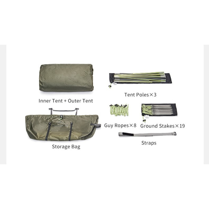 Палатка двухместная Naturehike Opalus, UL, CNK2450WS036, темно-зеленая  