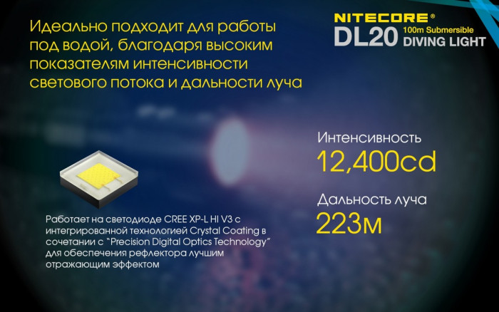 Фонарь подводный Nitecore DL20  