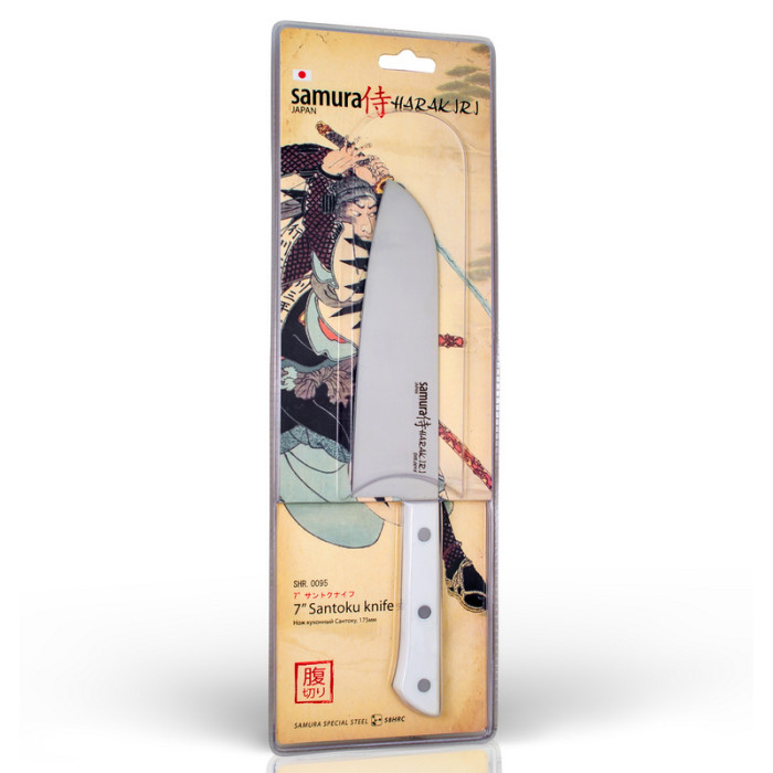 Нож кухонный Samura Harakiri Сантоку, 175 мм, White SHR-0095W  
