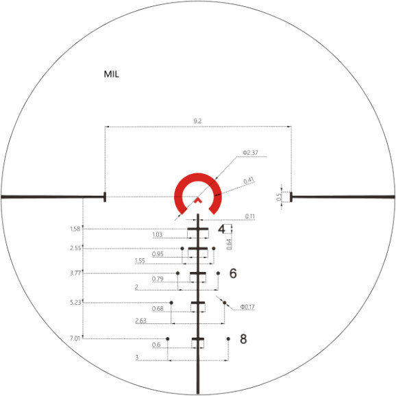 Прицел оптический XD Precision Black-C.Q.B, 1-6x24 IR, BDC, F1  