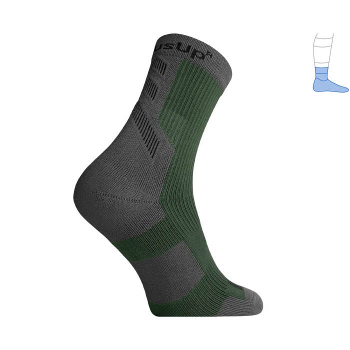 Компрессионные носки защитные демисезонные Protector MidDry+ серо-зеленые L 44-47  