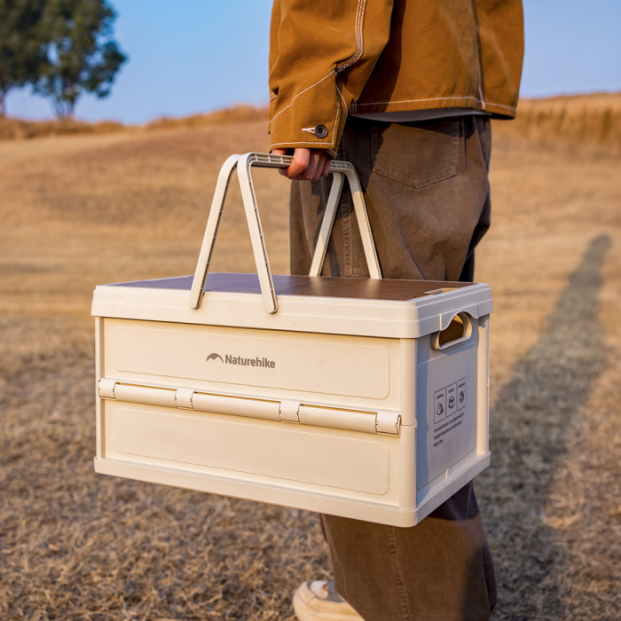 Складной контейнер для хранения с ручкой Naturehike Lingyue R CNK2550XB017, 25 л, светло-бежево-серый  