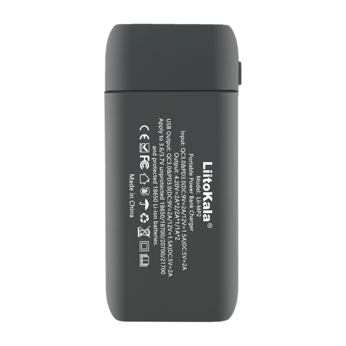 Зарядное устройство-павербанк LiitoKala Lii-MP2 на 2 канала для аккумуляторов, серый  