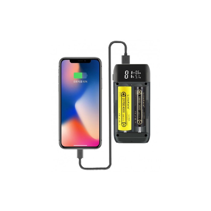 Зарядное устройство-павербанк LiitoKala Lii-MP2 на 2 канала для аккумуляторов, серый  