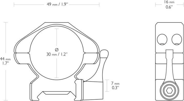 Кольца Hawke Precision Steel QD 30 мм.Medium. Сталь. Weaver  