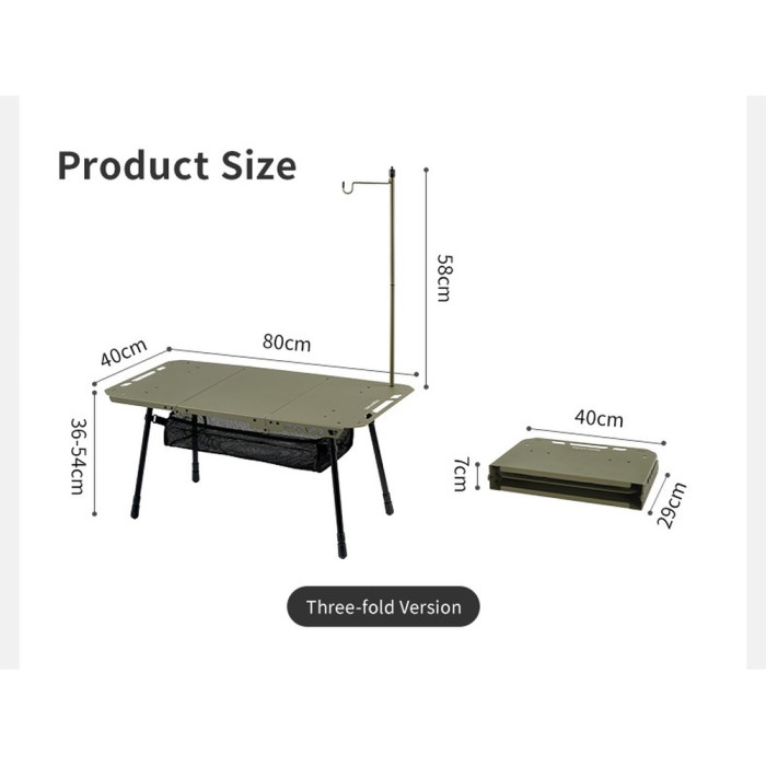 Складной стол Naturehike CNK2450JJ025, 80х40 см, алюминий, оливковый  