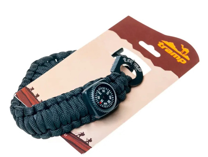 Браслет выживальщика Tramp (кресало/огниво, 2м паракорда) черный  