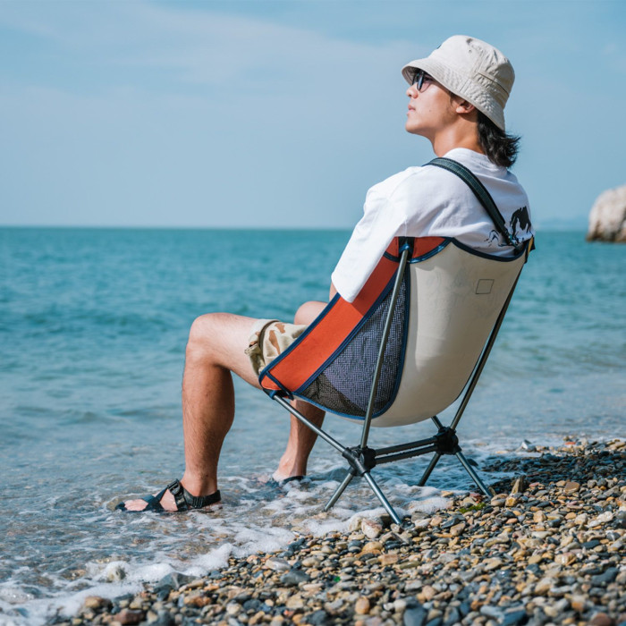 Стул складной Naturehike Moon YL08 NH20JJ027, 600D Oxford / алюминий, бело-оранжевый  
