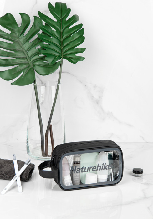 Косметичка водонепроницаемая Naturehike NH20SN007, Размер М, черный, прозрачная  