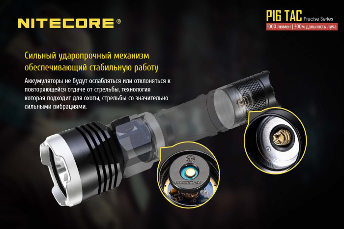 Карманный фонарь Nitecore P16 TAC, 1000 люмен  