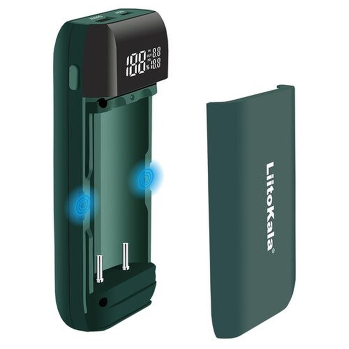 Зарядное устройство-павербанк LiitoKala Lii-MP2 на 2 канала для аккумуляторов, зеленый  