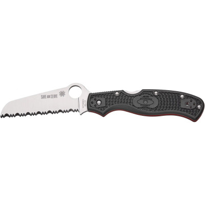 Нож Spyderco Rescue 3, Thin Red Line, серрейтор black
