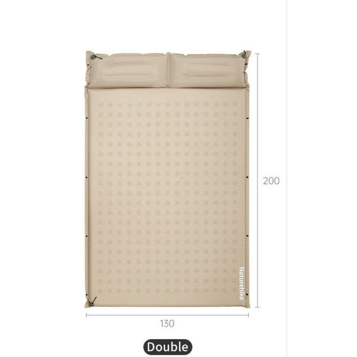 Коврик самонадувающийся с подушкой двухместный Naturehike CNK2550WS025, 30 мм, бежевый  
