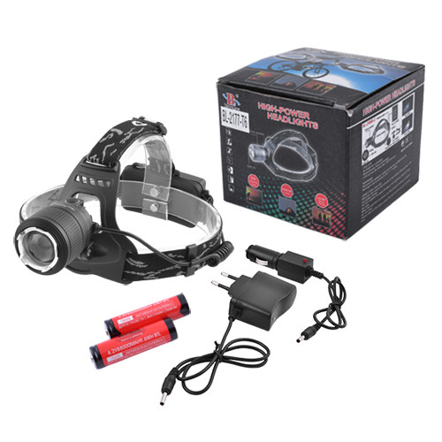 Фонарь на лоб Police 2177-T6, 2х18650, ЗУ 220V/12V, zoom, шипы, signal light, BOX  