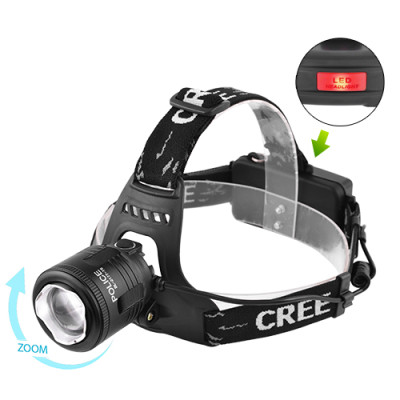 Фонарь на лоб Police 2177-T6, 2х18650, ЗУ 220V/12V, zoom, шипы, signal light, BOX