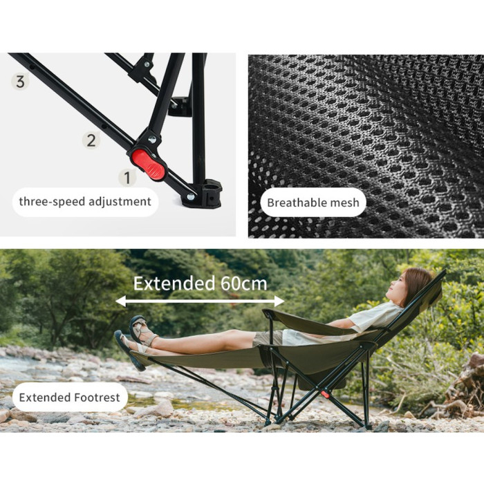 Кресло-шезлонг складной Naturehike CNK2550JJ023 Nightfall T05, сталь, оливковое  