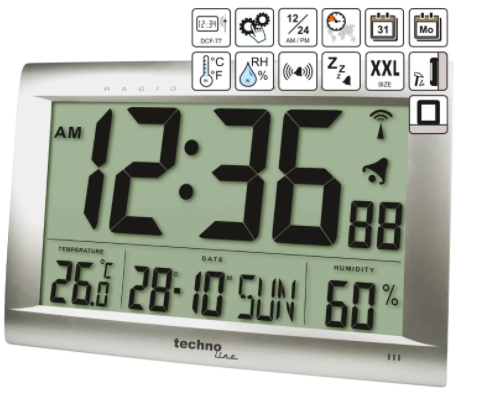 Часы настенные Technoline, серебристые,(WS8009)  