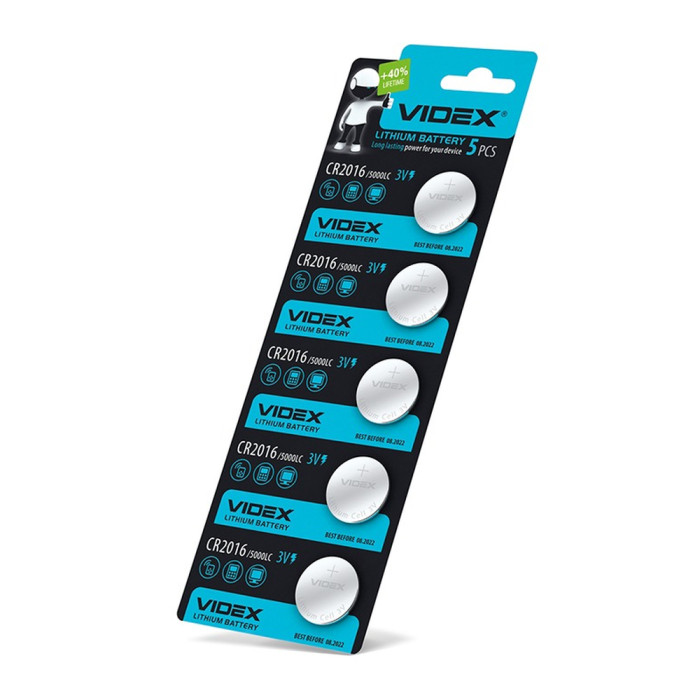 Батарейки литиевая Videx СR 2016 5pcs BLISTER CARD  