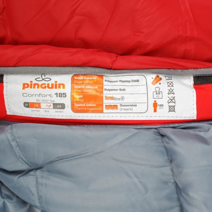 Спальный мешок Pinguin Comfort PFM (-1/-7°C), 175 см - Left Zip, Red (PNG 234732)  