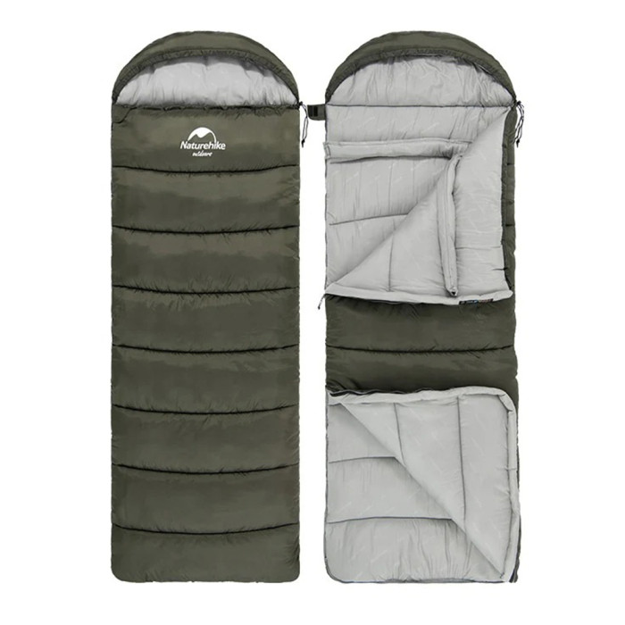 Спальник с капюшоном Naturehike U150 NH20MSD07, (11°C), правый, зеленый  
