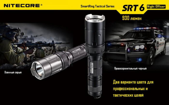 Карманный фонарь Nitecore SRT6, 930 люмен (серый)  