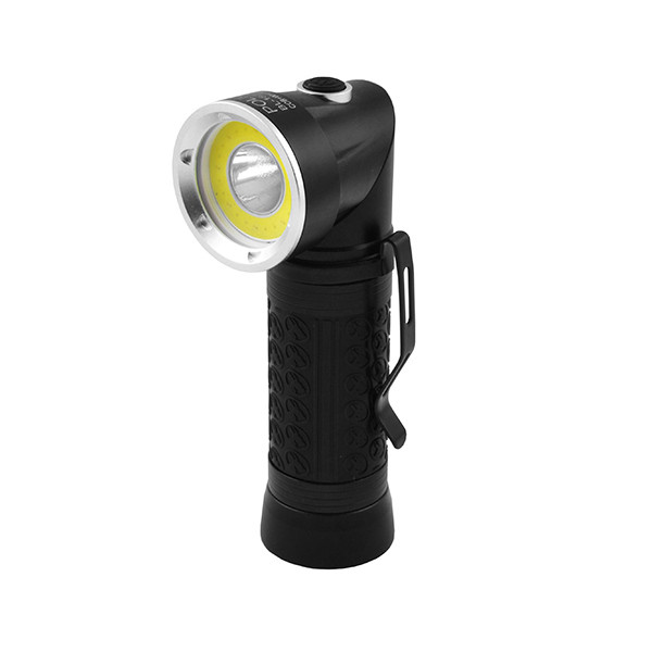 Карманный фонарь Poliсe 12V 1822-T6+COB+белый+красный, ак.18650, магнит, поворотная голова 
