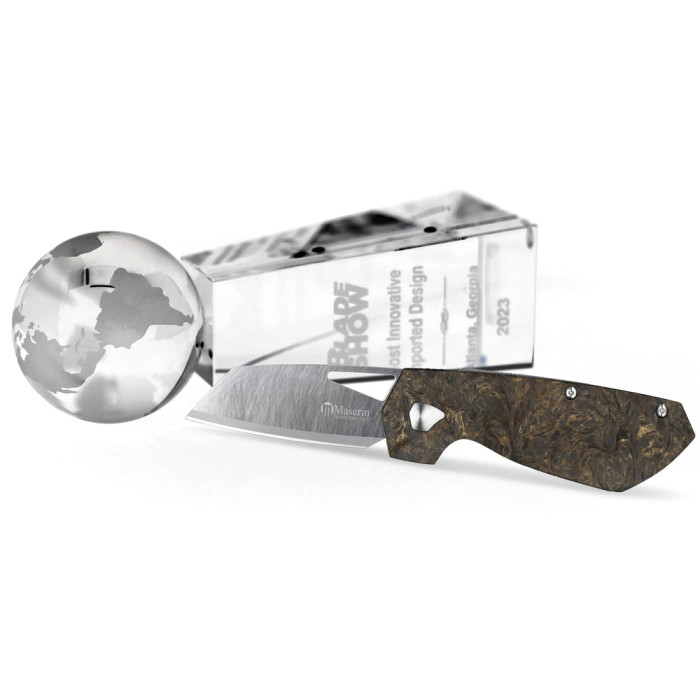 Нож Maserin W1 Tungsteno, карбид вольфрама, fat carbon, черно-золотистый  