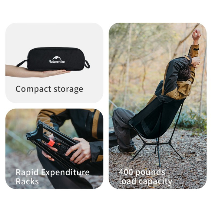 Стул складной ультралегкий Naturehike CNK2550JJ013 Yamami YL01, размер М, алюминий, оливковый  