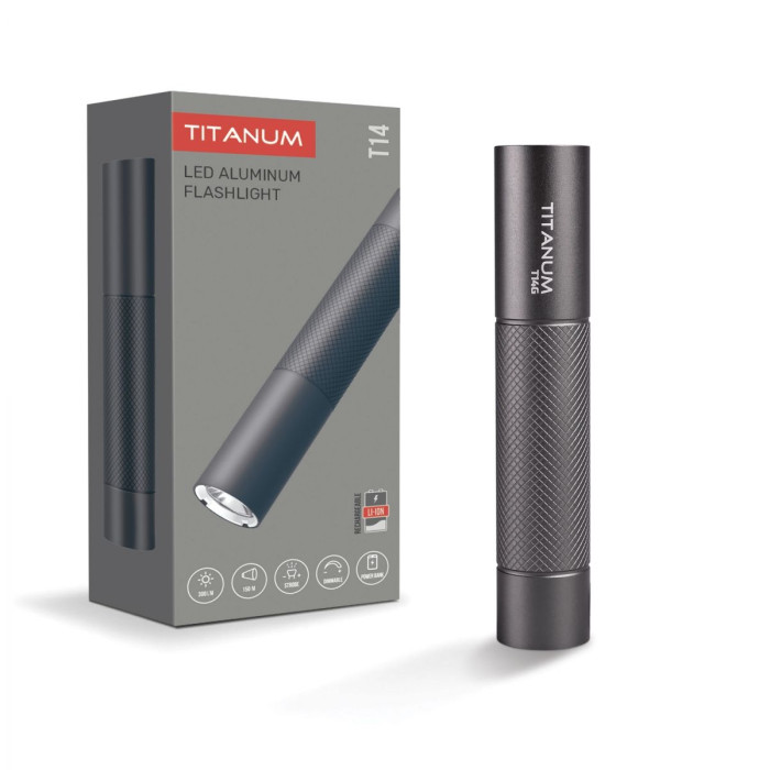 Портативный светодиодный фонарик TITANUM TLF-T14G 300Lm 5000K Gray 