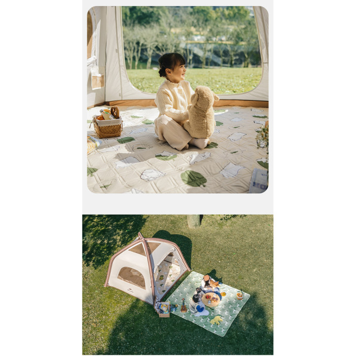 Коврик для пикника водостойкий Naturehike CNK2350WS010, 210x240 см, светло-салатовый с принтом  