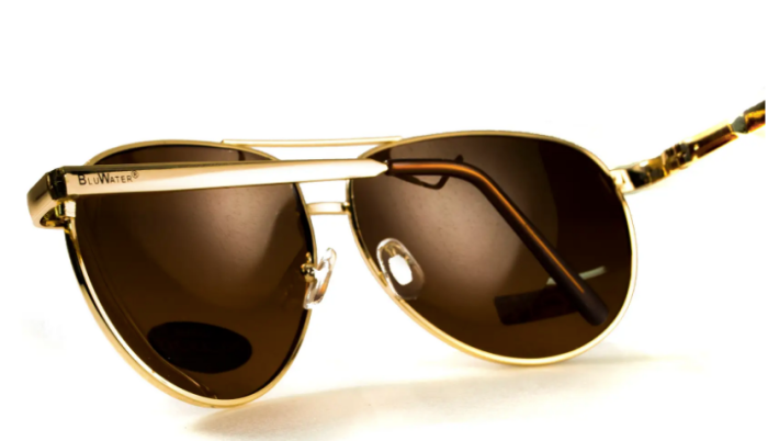 Очки поляризационные BluWater AirForce Gold Polarized (brown), коричневые в золотистой оправе  