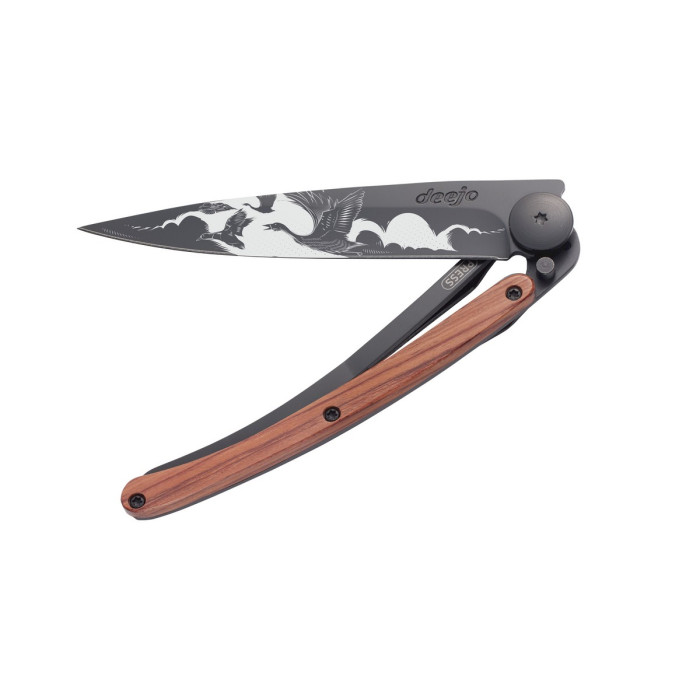 Нож Deejo Tattoo Wood Black 37 g, Rosewood, "The Flight"  