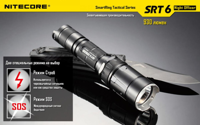 Карманный фонарь Nitecore SRT6, 930 люмен (черный)  