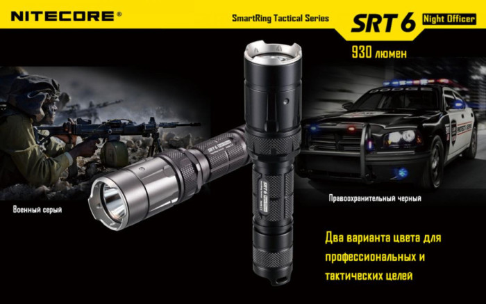 Карманный фонарь Nitecore SRT6, 930 люмен (черный)  