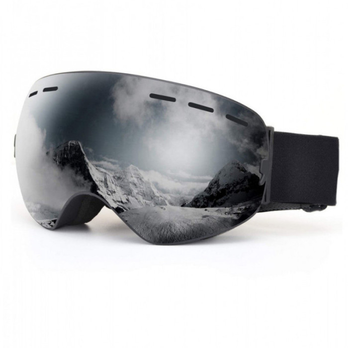 Маска для лыж и сноуборда Sposune HX003-1 Matte Black-Mirror Grey  